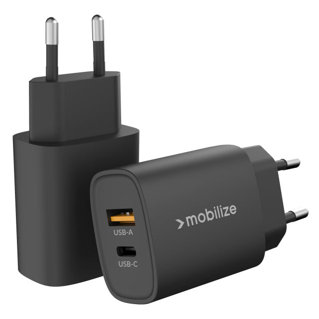 Mobilize Wall Charger USB - C + USB - A 25W with PD/PPS Black - Simple kopen bij Microforce | Apple - specialist & refurbished expert | Gratis afhalen in Gentbrugge, Antwerpen & Oudenaarde of snelle levering in België!