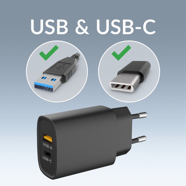 Mobilize Wall Charger USB - C + USB - A 25W with PD/PPS Black - Simple kopen bij Microforce | Apple - specialist & refurbished expert | Gratis afhalen in Gentbrugge, Antwerpen & Oudenaarde of snelle levering in België!