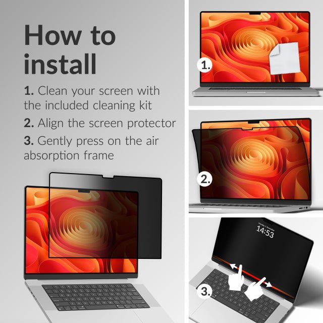 Mobilize Privacy Screen Protector MacBook Air 13.6i 2022 - 24 - Simple kopen bij Microforce | Apple - specialist & refurbished expert | Gratis afhalen in Gentbrugge, Antwerpen & Oudenaarde of snelle levering in België!