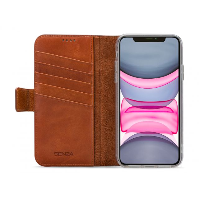 Senza Desire Leather Wallet Apple iPhone 11/XR Burned Cognac - Simple kopen bij Microforce | Apple - specialist & refurbished expert | Gratis afhalen in Gentbrugge, Antwerpen & Oudenaarde of snelle levering in België!