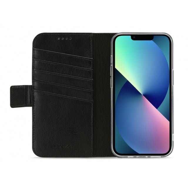 Senza Desire Leather Wallet Apple iPhone 13 Black - Simple kopen bij Microforce | Apple - specialist & refurbished expert | Gratis afhalen in Gentbrugge, Antwerpen & Oudenaarde of snelle levering in België!