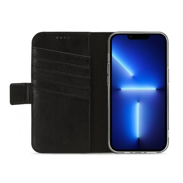 Senza Desire Leather Wallet Apple iPhone 13 Pro Black - Simple kopen bij Microforce | Apple - specialist & refurbished expert | Gratis afhalen in Gentbrugge, Antwerpen & Oudenaarde of snelle levering in België!