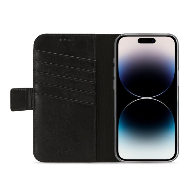 Senza Desire Leather Wallet iPhone 14 Pro Deep Black - Simple kopen bij Microforce | Apple - specialist & refurbished expert | Gratis afhalen in Gentbrugge, Antwerpen & Oudenaarde of snelle levering in België!