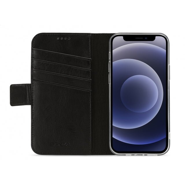 Senza Pure Leather Wallet Apple iPhone 12 Mini Deep Black - Simple kopen bij Microforce | Apple - specialist & refurbished expert | Gratis afhalen in Gentbrugge, Antwerpen & Oudenaarde of snelle levering in België!