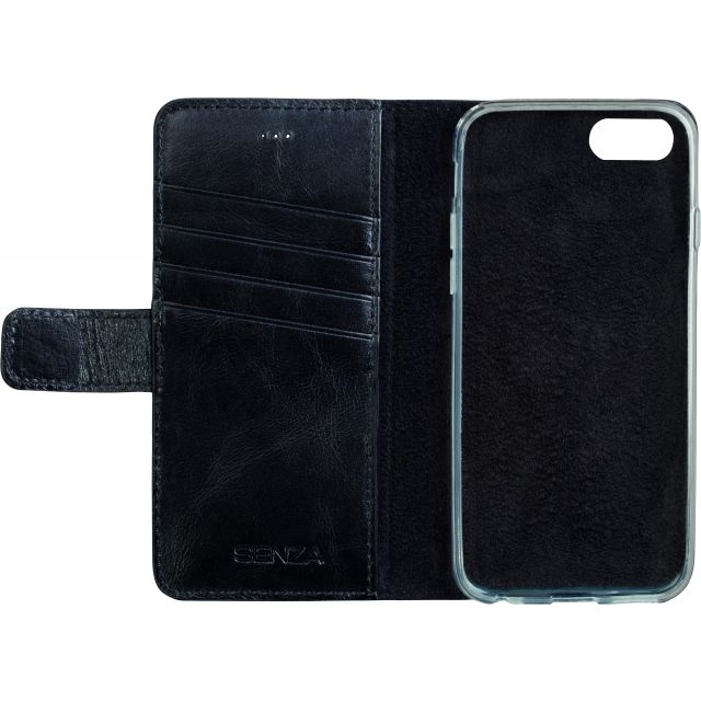 Senza Pure Leather Wallet iPhone 7/8 SE 20/22 Deep Black - Simple kopen bij Microforce | Apple - specialist & refurbished expert | Gratis afhalen in Gentbrugge, Antwerpen & Oudenaarde of snelle levering in België!