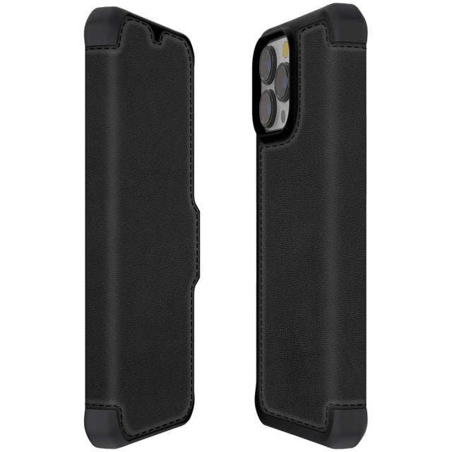 ITSKINS iPhone 13 Pro Level 2 HybridFolio Leather Pure Black