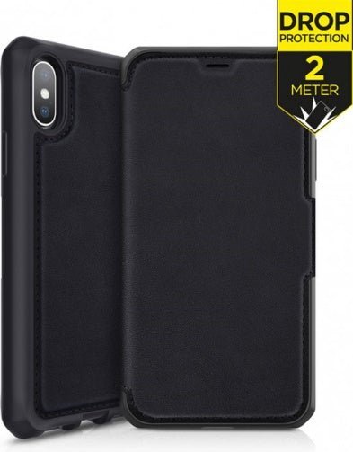 ITSKINS iPhone X/XS Niveau 2 HybridFolio Cuir Noir pur