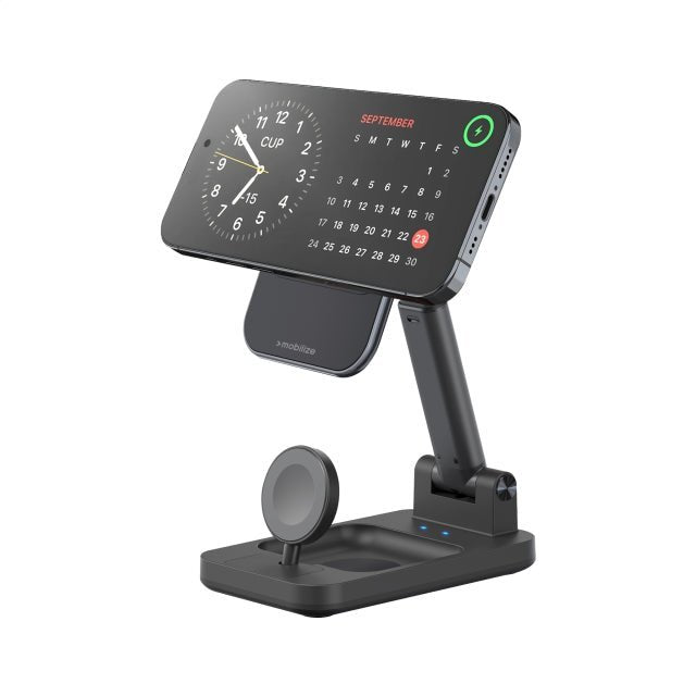 Mobilize 3in1 Charger Station MagSafe Compatible 15W Black - Simple kopen bij Microforce | Apple - specialist & refurbished expert | Gratis afhalen in Gentbrugge, Antwerpen & Oudenaarde of snelle levering in België!