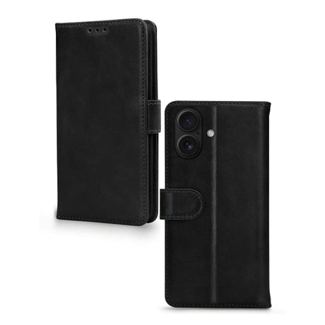 Mobilize Leather Wallet Apple iPhone 17 Black - Simple kopen bij Microforce | Apple - specialist & refurbished expert | Gratis afhalen in Gentbrugge, Antwerpen & Oudenaarde of snelle levering in België!