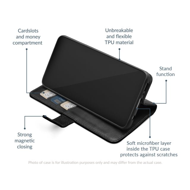 Mobilize Leather Wallet Apple iPhone 17 Pro Black - Simple kopen bij Microforce | Apple - specialist & refurbished expert | Gratis afhalen in Gentbrugge, Antwerpen & Oudenaarde of snelle levering in België!