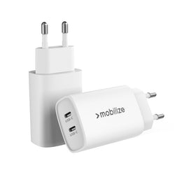 Mobilize Wall Charger 2x USB - C GaN 45W with PD/PPS White - Simple kopen bij Microforce | Apple - specialist & refurbished expert | Gratis afhalen in Gentbrugge, Antwerpen & Oudenaarde of snelle levering in België!