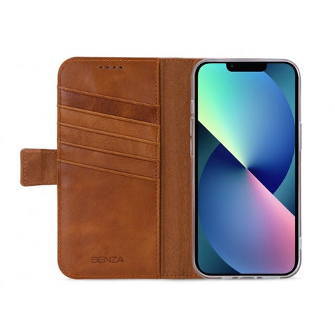 Senza Desire Portefeuille en cuir iPhone 13 Cognac brûlé