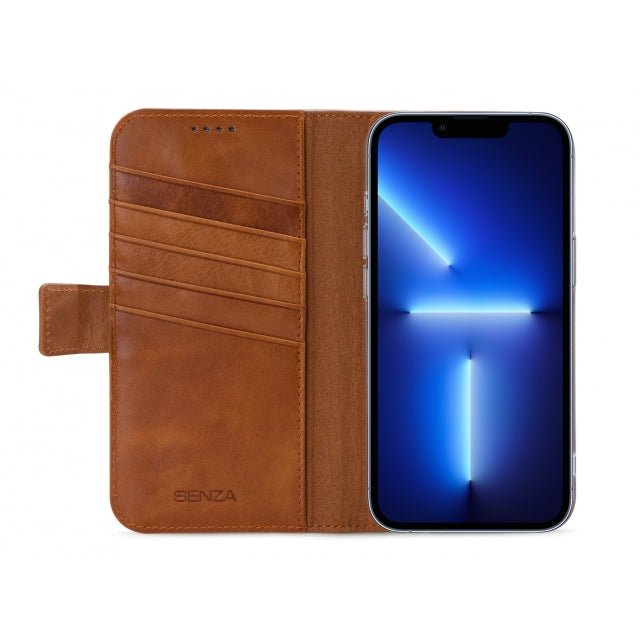 Senza Desire Leather Wallet Apple iPhone 13 Pro Burned Cognc - Simple kopen bij Microforce | Apple - specialist & refurbished expert | Gratis afhalen in Gentbrugge, Antwerpen & Oudenaarde of snelle levering in België!